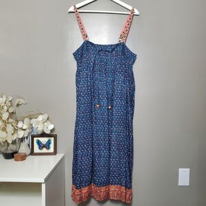 Natural Life Dress Size Medium Blue Floral Tank Flowy Shift Cover Up Boho New
